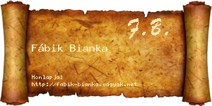 Fábik Bianka névjegykártya
